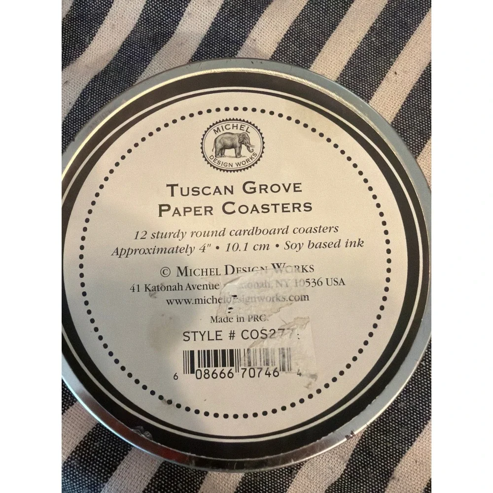 Michel Design Works Tuscan Grove Paper Coasters 12pk Tin COS277 Botanical Fruit